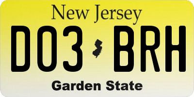 NJ license plate D03BRH