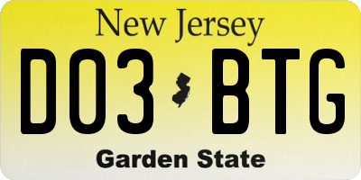 NJ license plate D03BTG