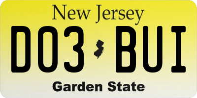 NJ license plate D03BUI