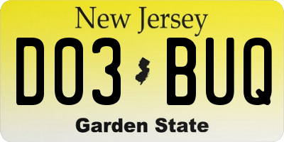 NJ license plate D03BUQ
