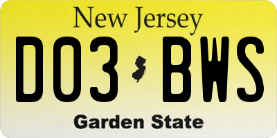 NJ license plate D03BWS