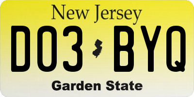 NJ license plate D03BYQ