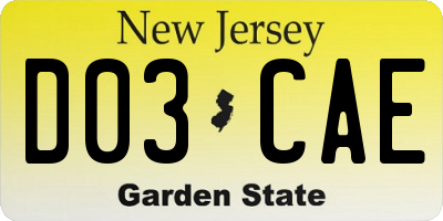NJ license plate D03CAE