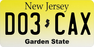NJ license plate D03CAX