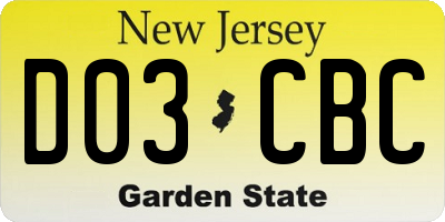 NJ license plate D03CBC