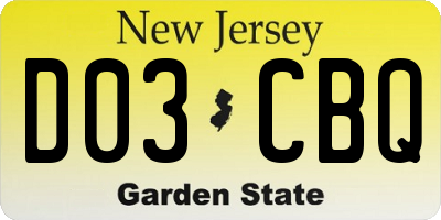 NJ license plate D03CBQ