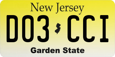 NJ license plate D03CCI