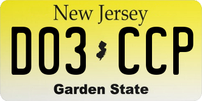 NJ license plate D03CCP