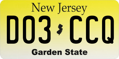 NJ license plate D03CCQ