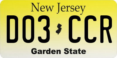 NJ license plate D03CCR