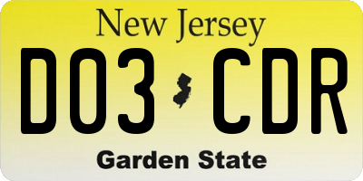 NJ license plate D03CDR