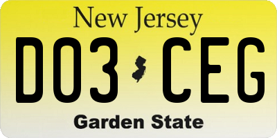 NJ license plate D03CEG