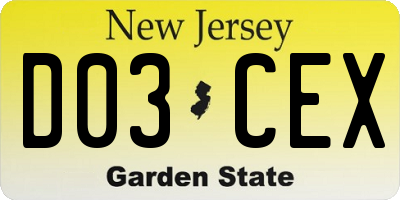 NJ license plate D03CEX