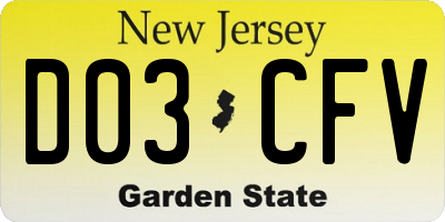 NJ license plate D03CFV