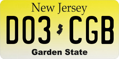 NJ license plate D03CGB