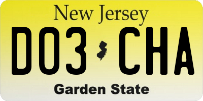 NJ license plate D03CHA