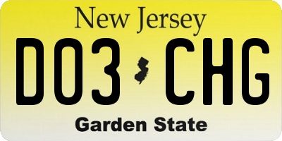 NJ license plate D03CHG