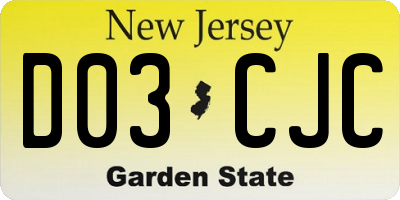 NJ license plate D03CJC