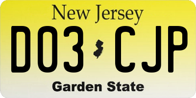 NJ license plate D03CJP