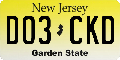 NJ license plate D03CKD