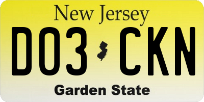 NJ license plate D03CKN