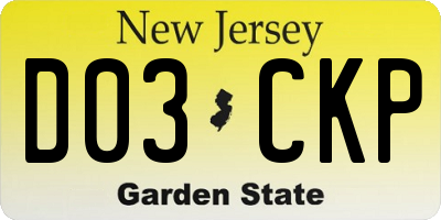 NJ license plate D03CKP