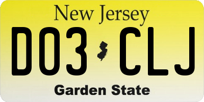 NJ license plate D03CLJ