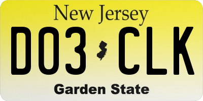NJ license plate D03CLK