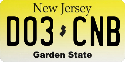 NJ license plate D03CNB