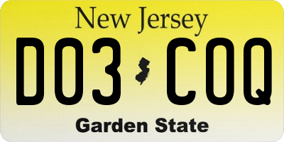 NJ license plate D03COQ