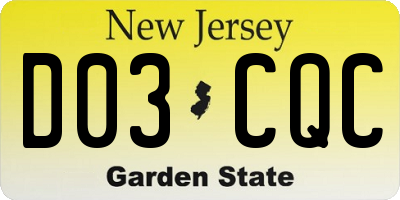 NJ license plate D03CQC