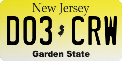 NJ license plate D03CRW