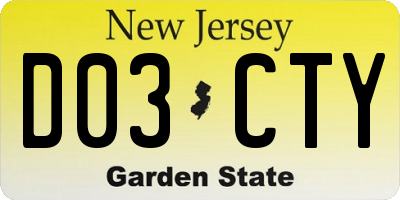 NJ license plate D03CTY