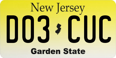 NJ license plate D03CUC
