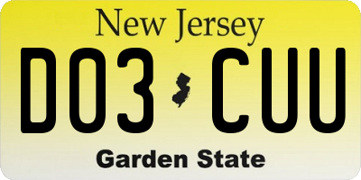 NJ license plate D03CUU