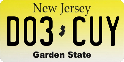 NJ license plate D03CUY
