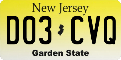 NJ license plate D03CVQ