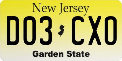 NJ license plate D03CXO