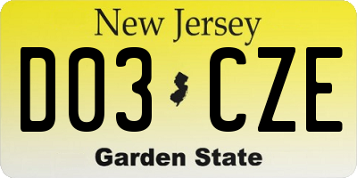 NJ license plate D03CZE