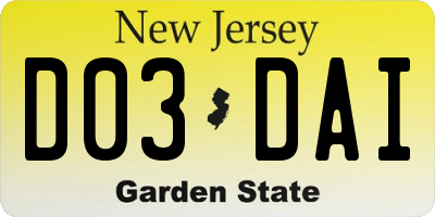 NJ license plate D03DAI