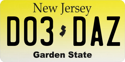 NJ license plate D03DAZ