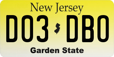 NJ license plate D03DBO