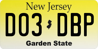 NJ license plate D03DBP