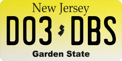 NJ license plate D03DBS