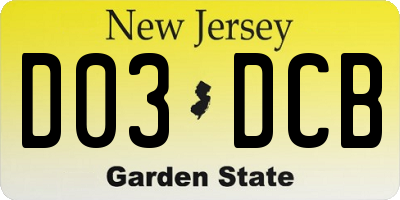 NJ license plate D03DCB