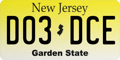 NJ license plate D03DCE