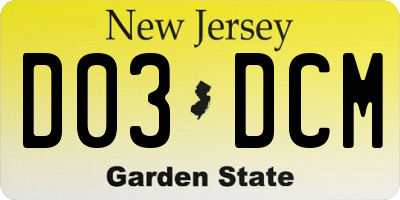 NJ license plate D03DCM
