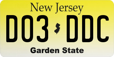 NJ license plate D03DDC
