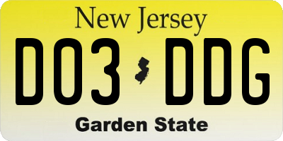 NJ license plate D03DDG