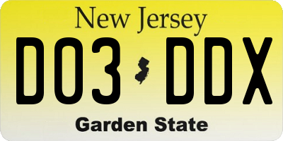NJ license plate D03DDX